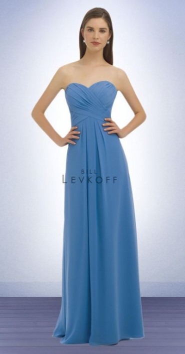 bill levkoff strapless chiffon bridesmaid dress