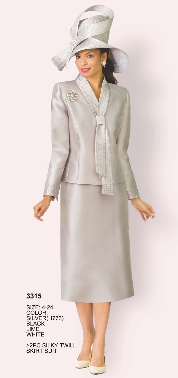 French Novelty: Lily and Taylor 3315 Womens Church Suit with Sash