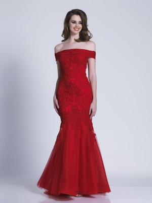 Size 14 Ivory Dave and Johnny 3377 Off Shoulder Mermaid Prom Dress