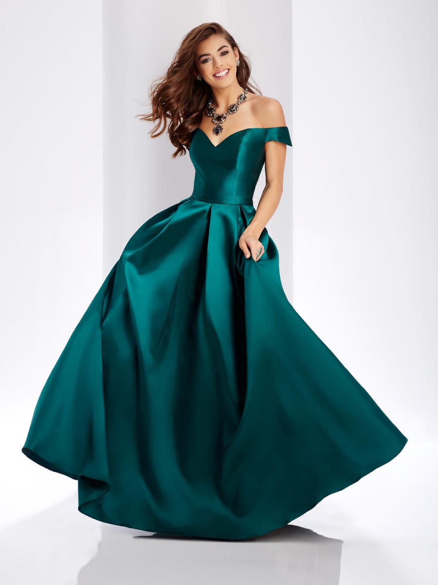 Clarisse 3442 Mikado Off the Shoulder Prom Dress: French 