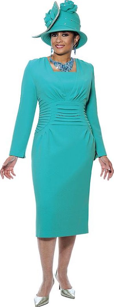 teal church dress