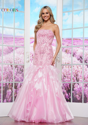 Colors Dress 3466 Lace Mermaid Ruffle Prom Dress