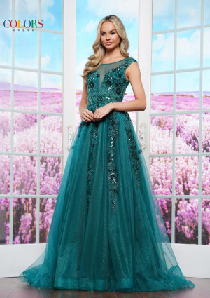 Colors Dress 3472 Sheer Cap Sleeve Gown