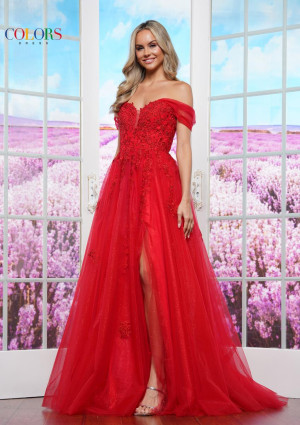 Colors Dress 3474 Off Shoulder A-Line Prom Dress