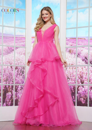Colors Dress 3490 Cascading Ruffle Organza Prom Dress