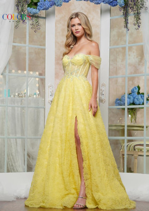 Colors Dress 3506 Off Shoulder Rosette Tulle Prom Dress