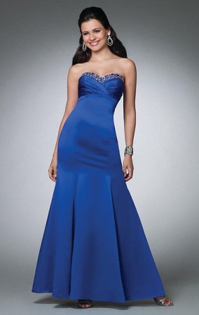 Alfred Angelo Strapless Bead Trim Satin Prom Dress 3522