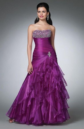 Alfred Angelo Shimmer Organza Layered Tiered Prom Dress 3524