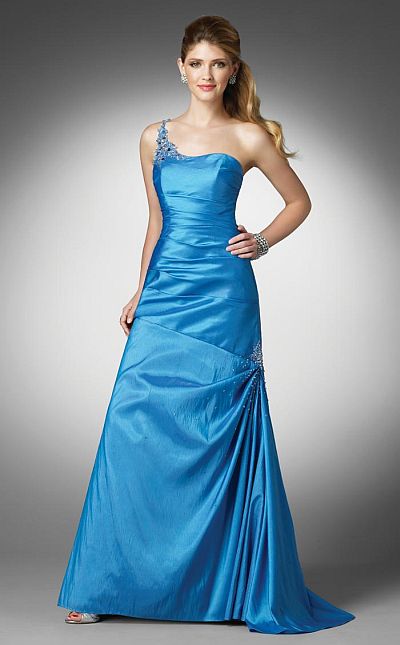 Alfred Angelo One Shoulder Luxe Taffeta Prom Dress 3526: French Novelty