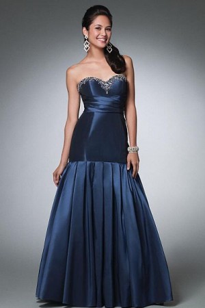 Alfred Angelo Strapless Drop Waist Luxe Taffeta Prom Dress 3528