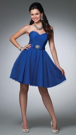 Alfred Angelo Strapless Sweetheart Cocktail Length Prom Dress 3530