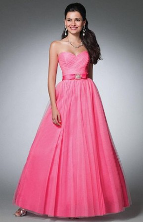 Alfred Angelo Strapless Net Satin Prom Dress with Full Skirt 3531