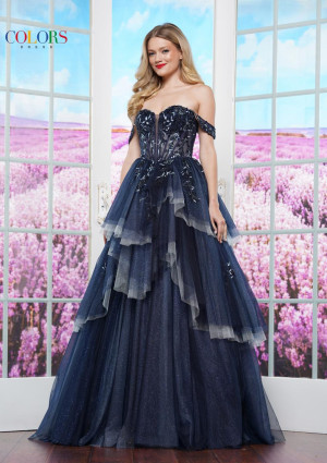 Colors Dress 3534 Glitter Lace A-Line Prom Dress