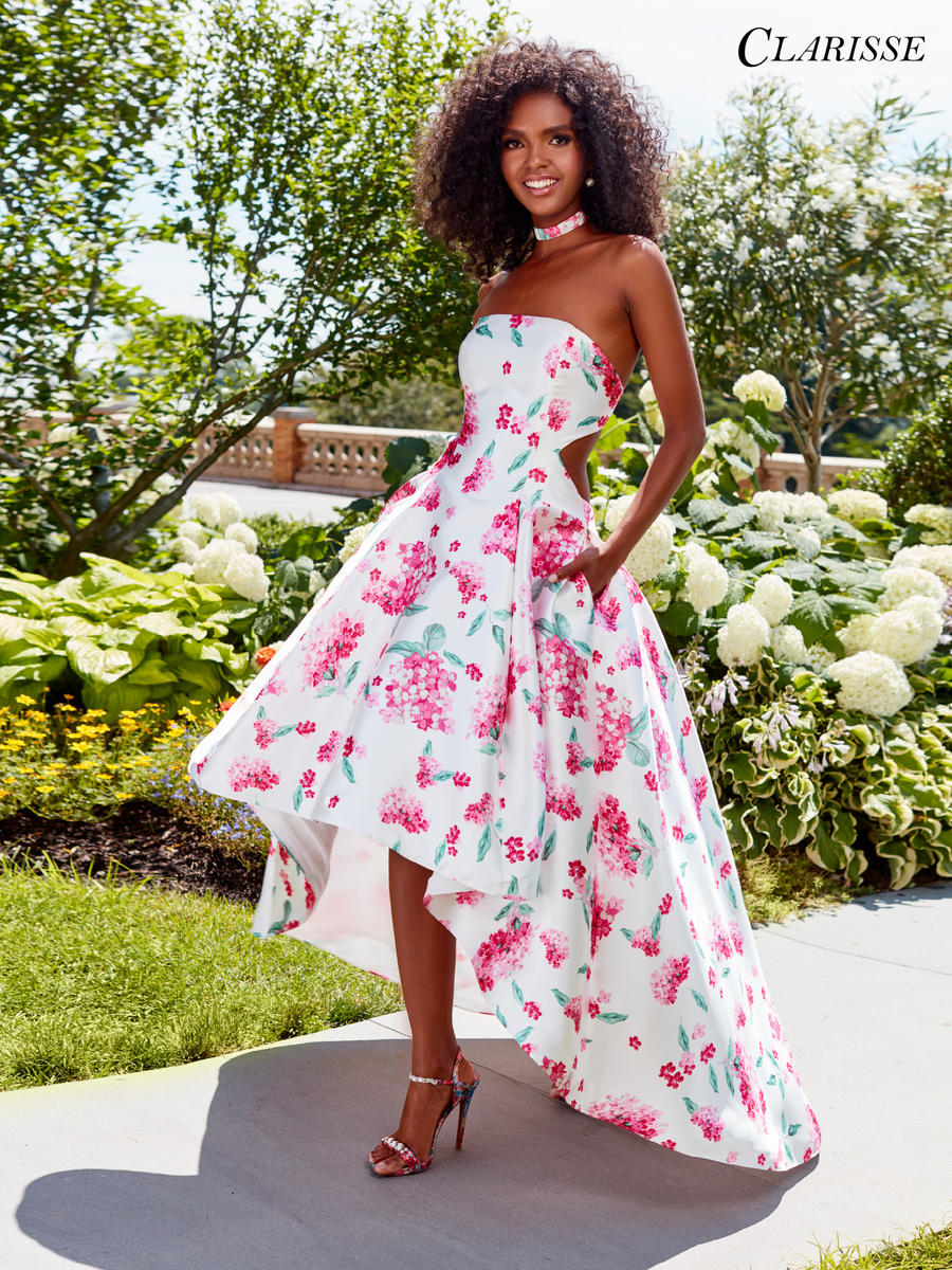 high low floral prom dress