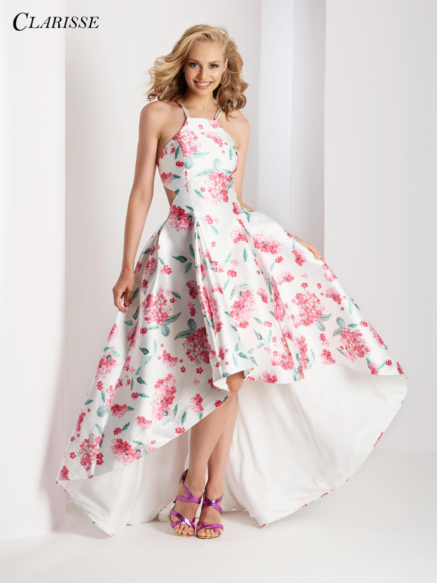 French Novelty Clarisse 3564 High Low Floral Prom Dress