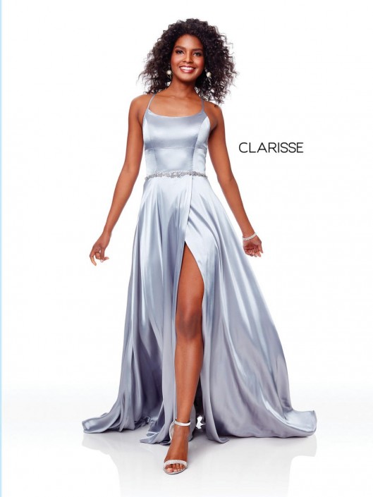 Clarisse 3712 Draped Prom Dress With Slit French Novelty