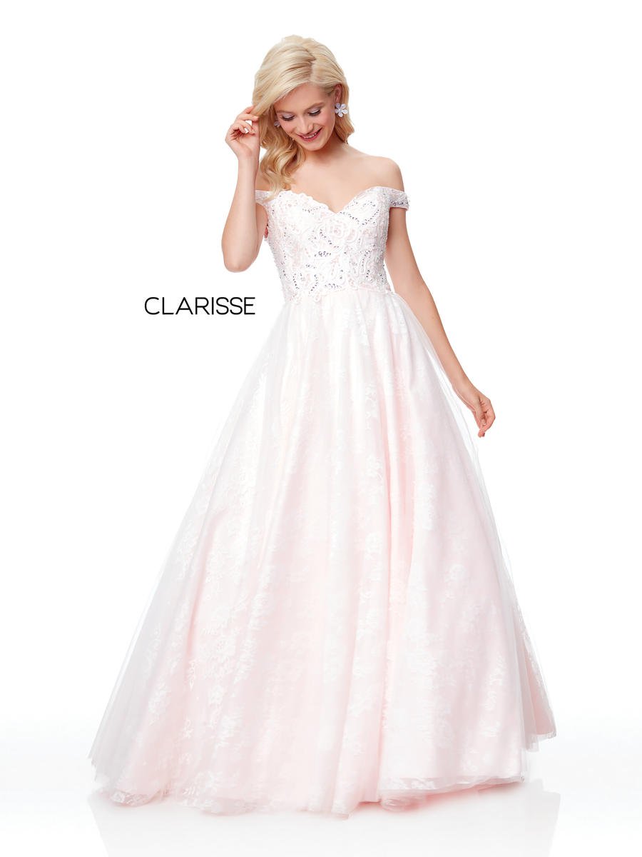 French Novelty Clarisse 3758 Off the Shoulder Lace Prom Gown