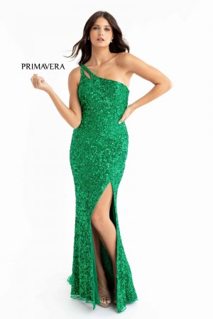 Primavera 3761 One Shoulder Beaded Prom Dress
