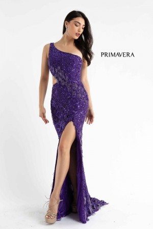 Primavera 3766 One Shoulder Fringe Prom Dress