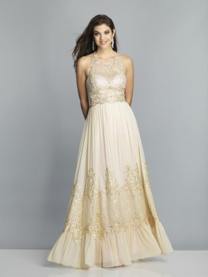 Dave and Johnny 3823 Feminine Halter Prom Gown