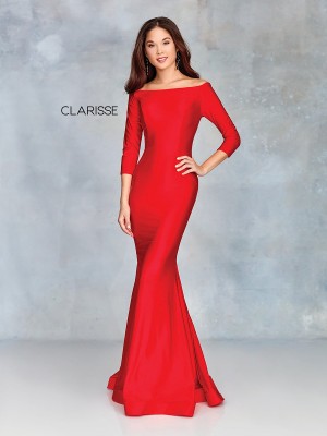 Size 10 Forest Green Clarisse 3841 Three Quarter Sleeve Fitted Gown