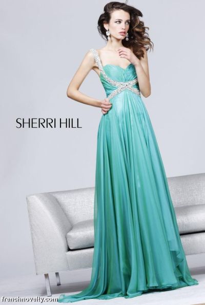 Sherri Hill Long Prom Dress with Beaded Straps 3844: French Novelty