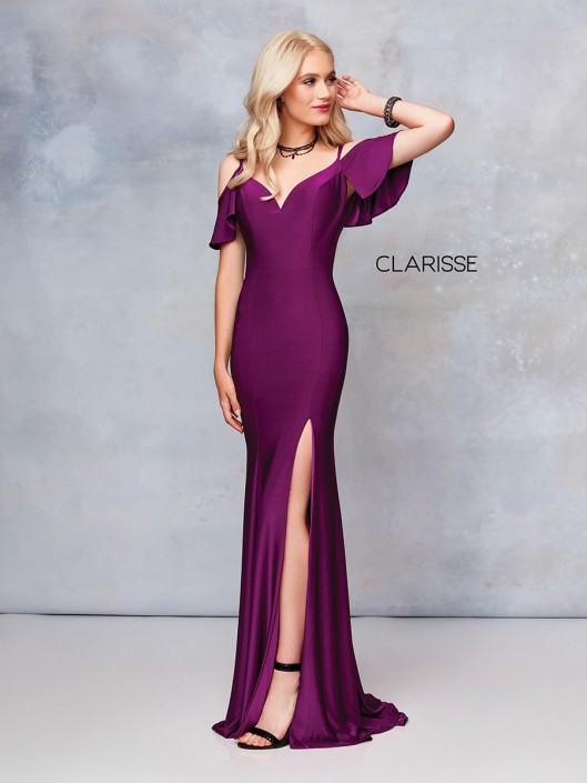 flutter sleeve evening dress