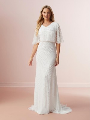 Adrianna Papell Platinum 39007 Delicate Blouson Bridal Gown
