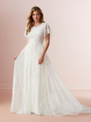 Adrianna Papell Platinum 39008 Princess Lace Wedding Gown