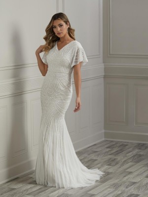Adrianna Papell Platinum 39016 Modern Abstract Wedding Gown