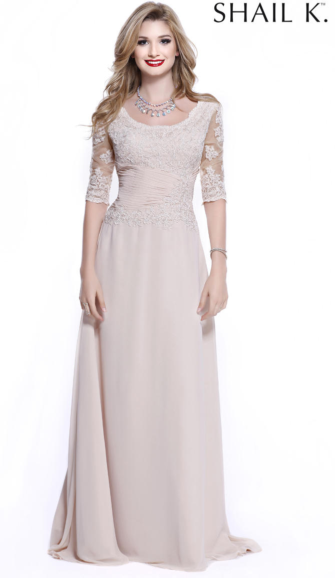 Shail K 3947 Sheer Lace Evening Dress - French Novelty