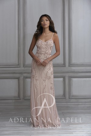 Adrianna Papell 40121 Keyhole Button Back Bridesmaid Dress