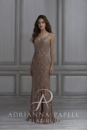 Adrianna Papell Platinum 40129 Sequin Lace Bridesmaid Dress