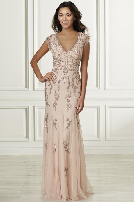 adrianna papell rose gold dress