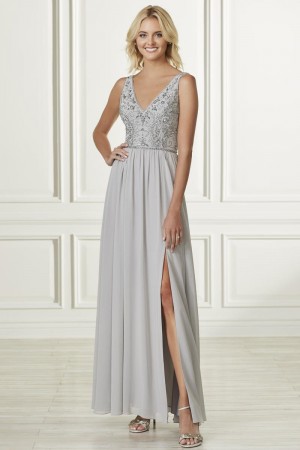 Adrianna Papell Platinum 40163 V Neck Bridesmaid Dress