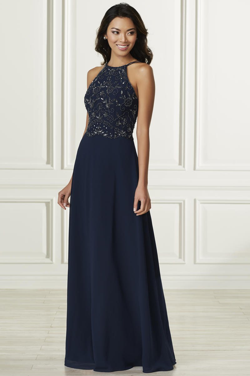 French Novelty Adrianna Papell Platinum 40169 High Neck Bridesmaid Dress