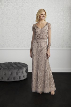 Adrianna Papell Platinum 40218 Beaded Blouson Gown