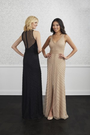 Size 2 Gunmetal Adrianna Papell Platinum 40230 Illusion Back Gown