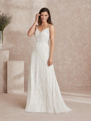 Adrianna Papell Platinum 40301 Pearl Lace Destination Bridal Gown