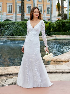 Adrianna Papell 40307 Long Sleeve Destination Gown
