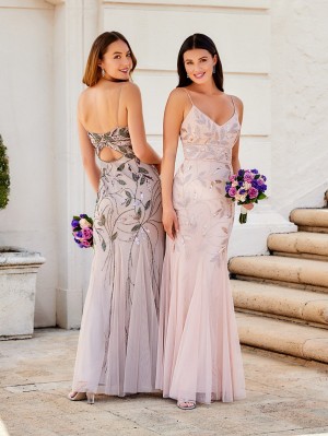 Adrianna Papell Platinum 40330 Leafy Beaded Gown