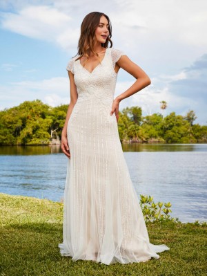 Adrianna Papell 40360 Keyhole Back Destination Wedding Gown