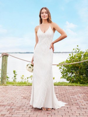 Adrianna Papell 40362 Pretty Sheer Back Informal Bridal Gown
