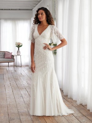 Adrianna Papell 40382 Empire Destination Wedding Gown