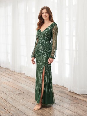 Adrianna Papell Platinum 40400 Sparkling Long Sleeve Gown