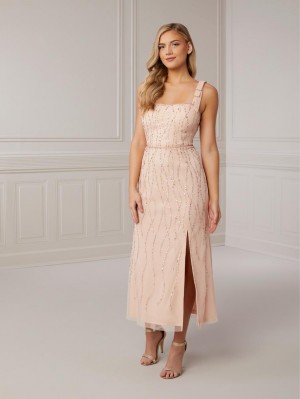 Adrianna Papell Platinum 40409 Chic Bow Strap Midi Dress