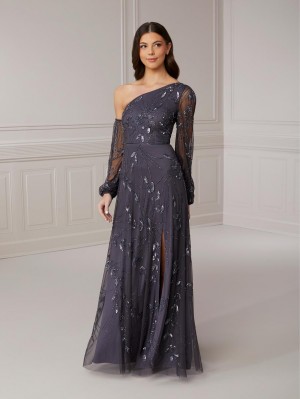 Adrianna Papell Platinum 40416 One Shoulder Beaded Gown