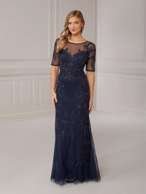 Adrianna Papell Platinum 40421 Beaded Illusion Gown