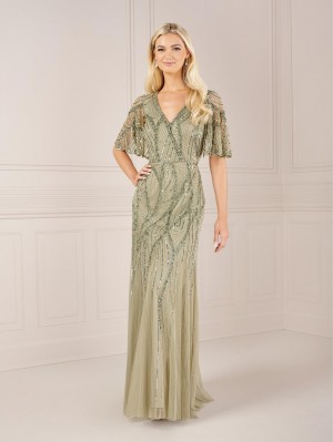 Adrianna Papell Platinum 40436 Chic Flutter Sleeve Gown