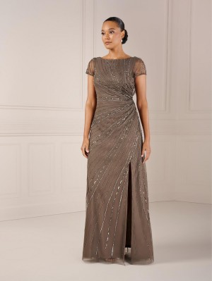 Size 14 Lead Adrianna Papell Platinum 40438 Alluring Cowl Back Gown